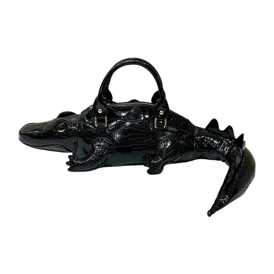Creative Crocodile-Shaped High-Quality Handbag | Fashionable Microfiber Leather Messenger Bag | Personality Special-Shaped Baguette Shoulder Bag for Women Luxegan