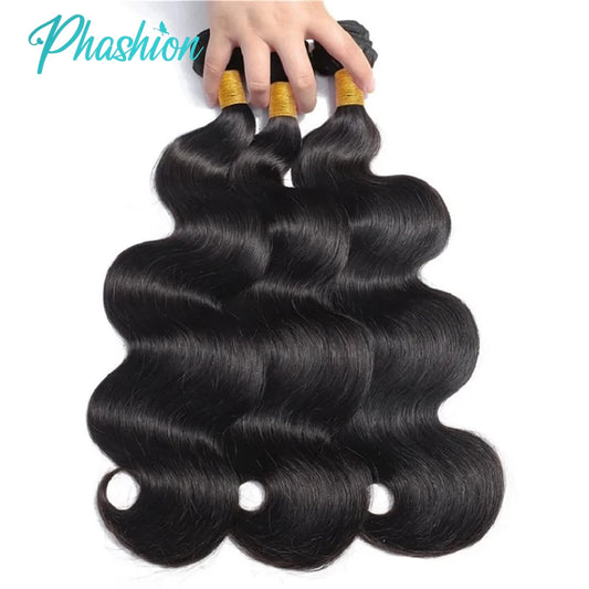 Phashion Body Human Hair Bundles 1/3 Pcs/Lot 30 32 Inch 100% Remy Hair Extensions For Black Women Brazilian Weave Natural Color