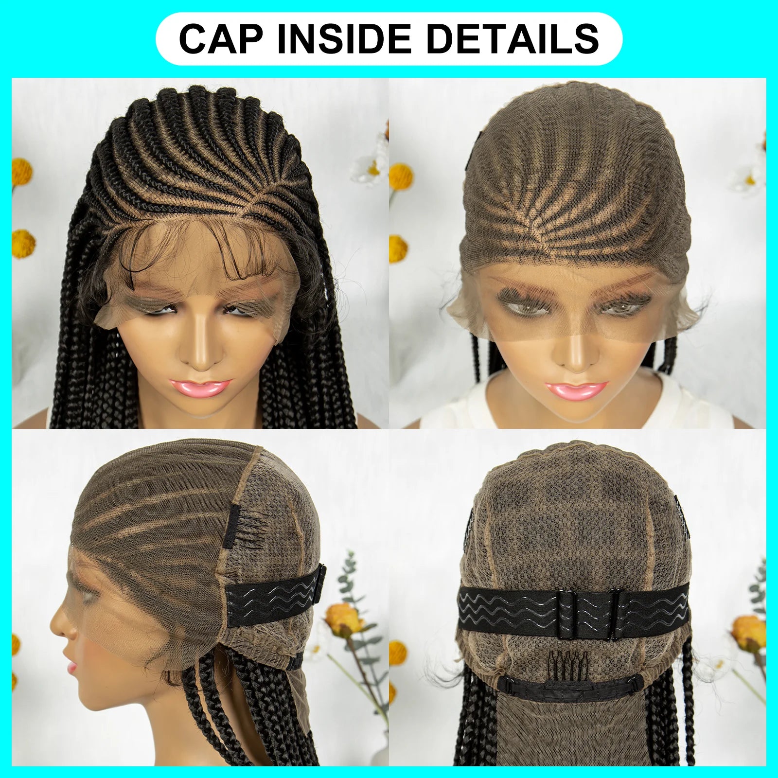 Fulani Stitch Cornrow Box Braids Wig | Transparent Full Lace | Baby Hair | Black Women Luxegan