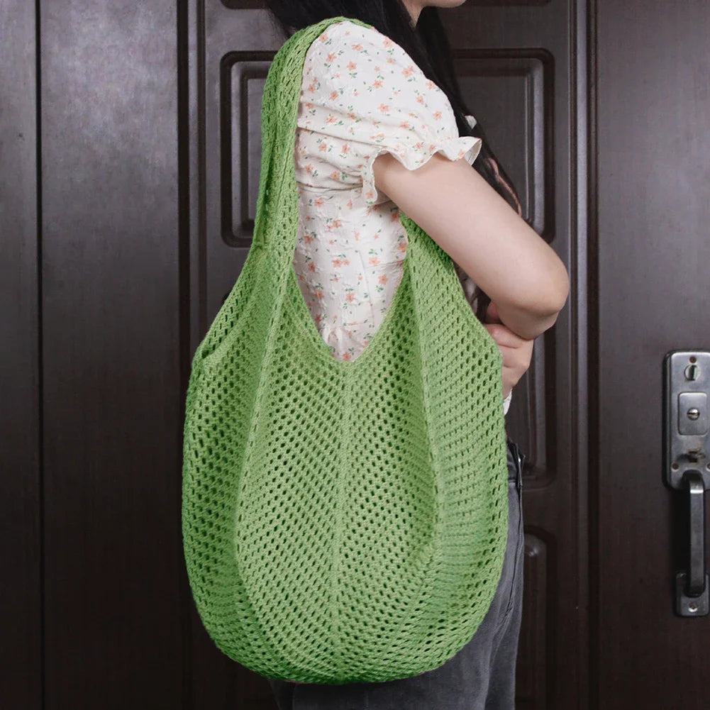 Women’s Casual Straw-Style Shoulder Bag | Large Capacity Handmade Wicker Woven Tote | Bohemian Hollow-Out Summer Beach Messenger Bag Luxegan