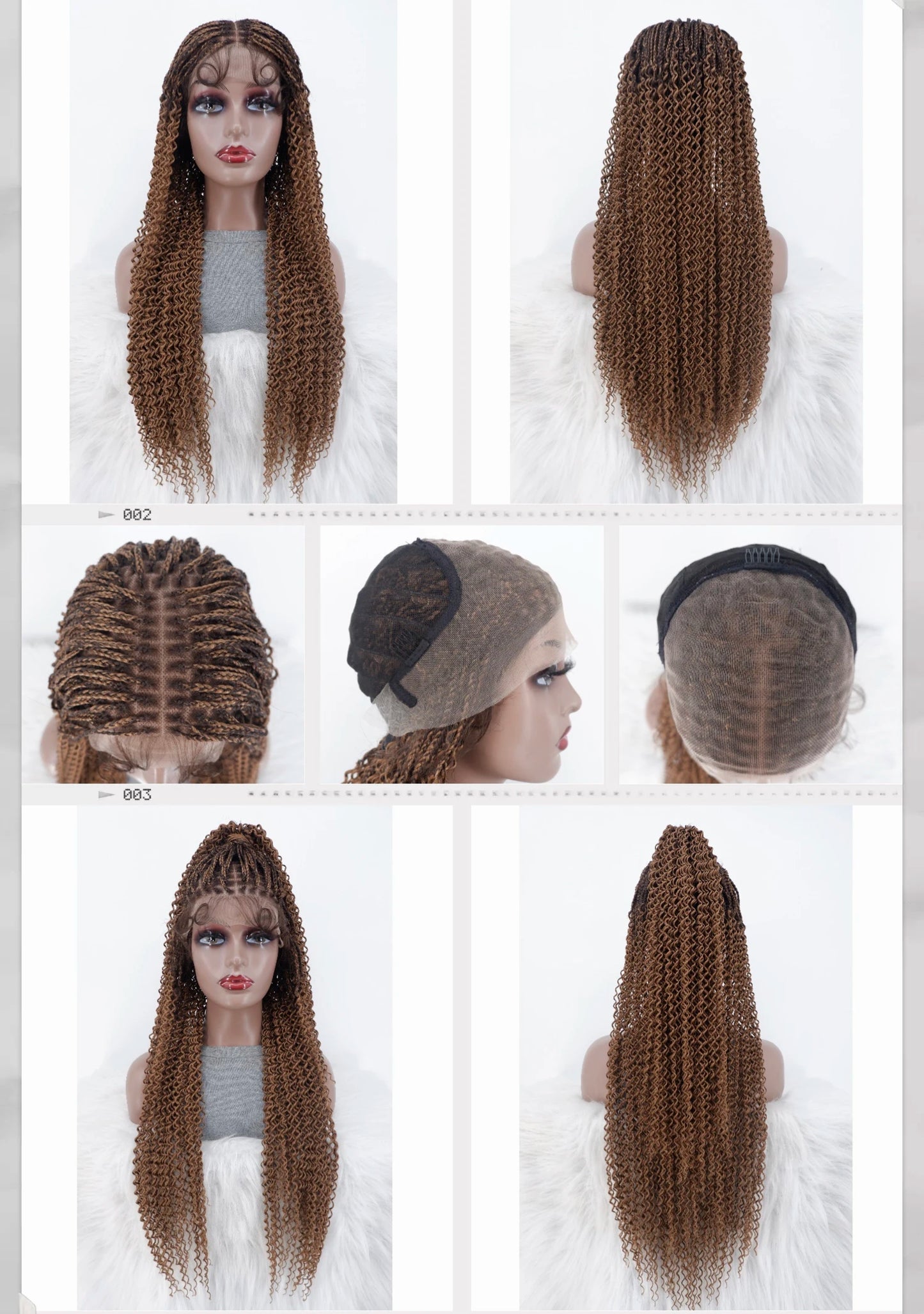 34" 360 HD Lace Braided Wig | Knotless Braids | Kanekalon Synthetic Hair | Choose Lace Color