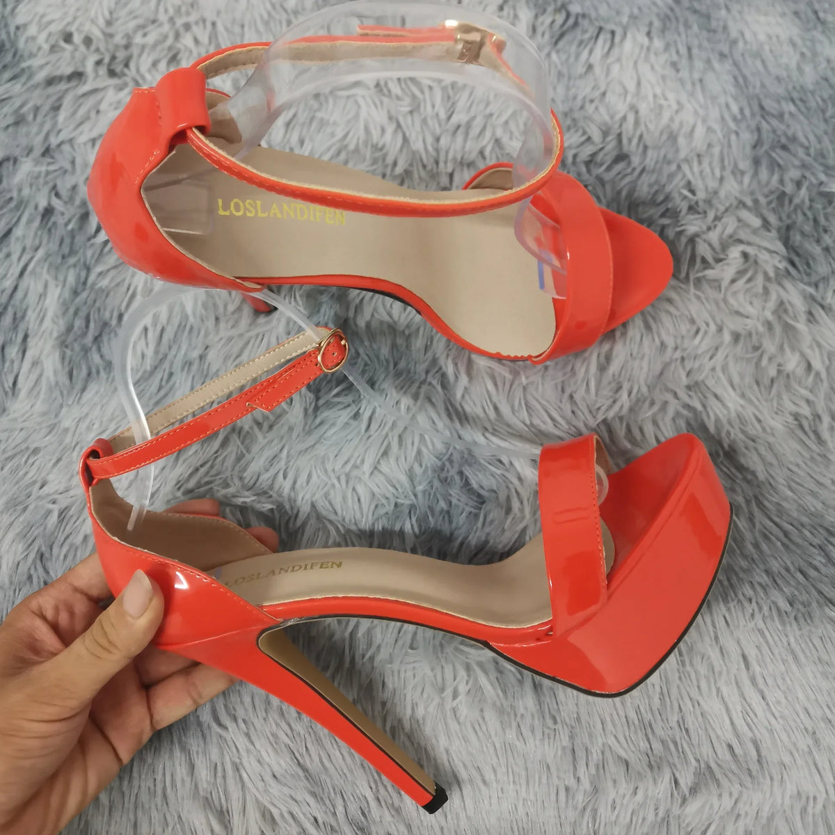 14cm Super Flash Platform Sandals | Sophisticated Red Patent Leather Open Toe | Elegant "Nightclub" Ankle Strap High Heels | "Dignified" Plus Size 44 Party & Wedding Shoes for Radiant Versatile Styling Luxegan