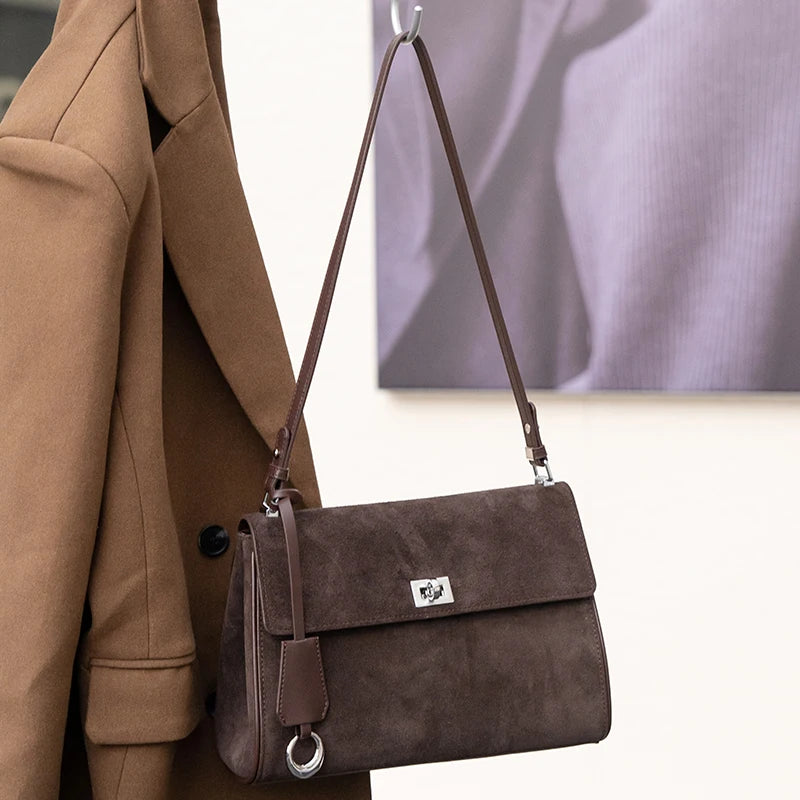 Women's Cow Genuine Leather Shoulder Bag Female Soft Natural Cowhide Retro Handbags Ladies Fashion Trend Commute Crossbody Bags Luxegan