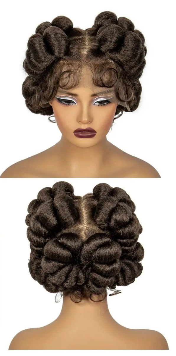 613 Blonde Short Bantu Knotless Braids Wig | Handmade Full Lace | Baby Hair Luxegan