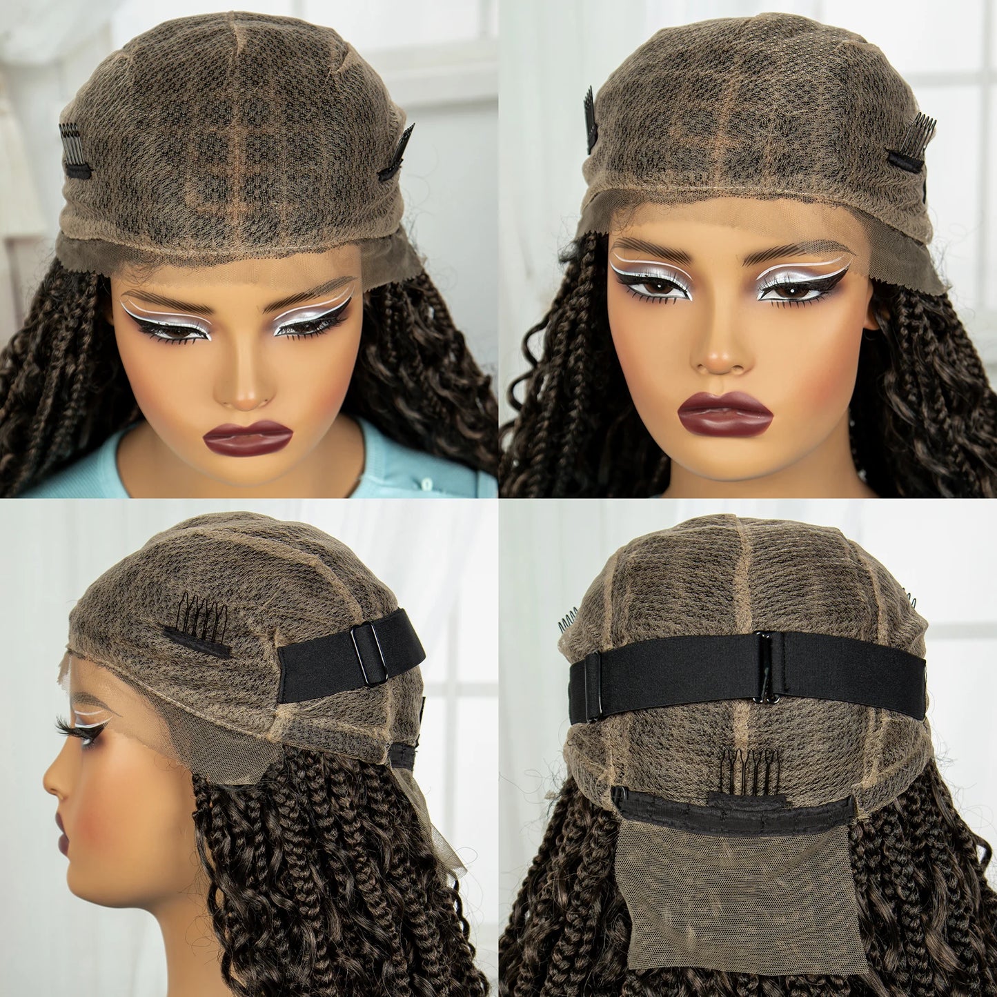 Ombre Knotless Braids Wig | Curly Ends | Full Lace | Baby Hair | Handmade Luxegan