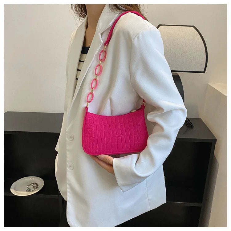 Fashion Texture Felt Cloth Armpit Saddle Bag | New Soft Unlined One Shoulder Bag Designer Purse for Women Luxegan
