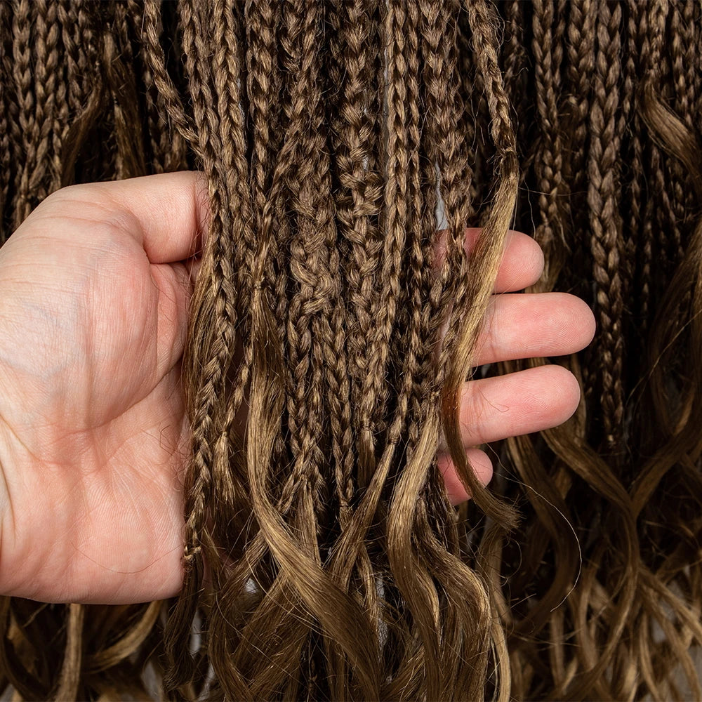 36" Water Wave Braided Wig | Lace Front | Baby Hair | Long Braids Luxegan