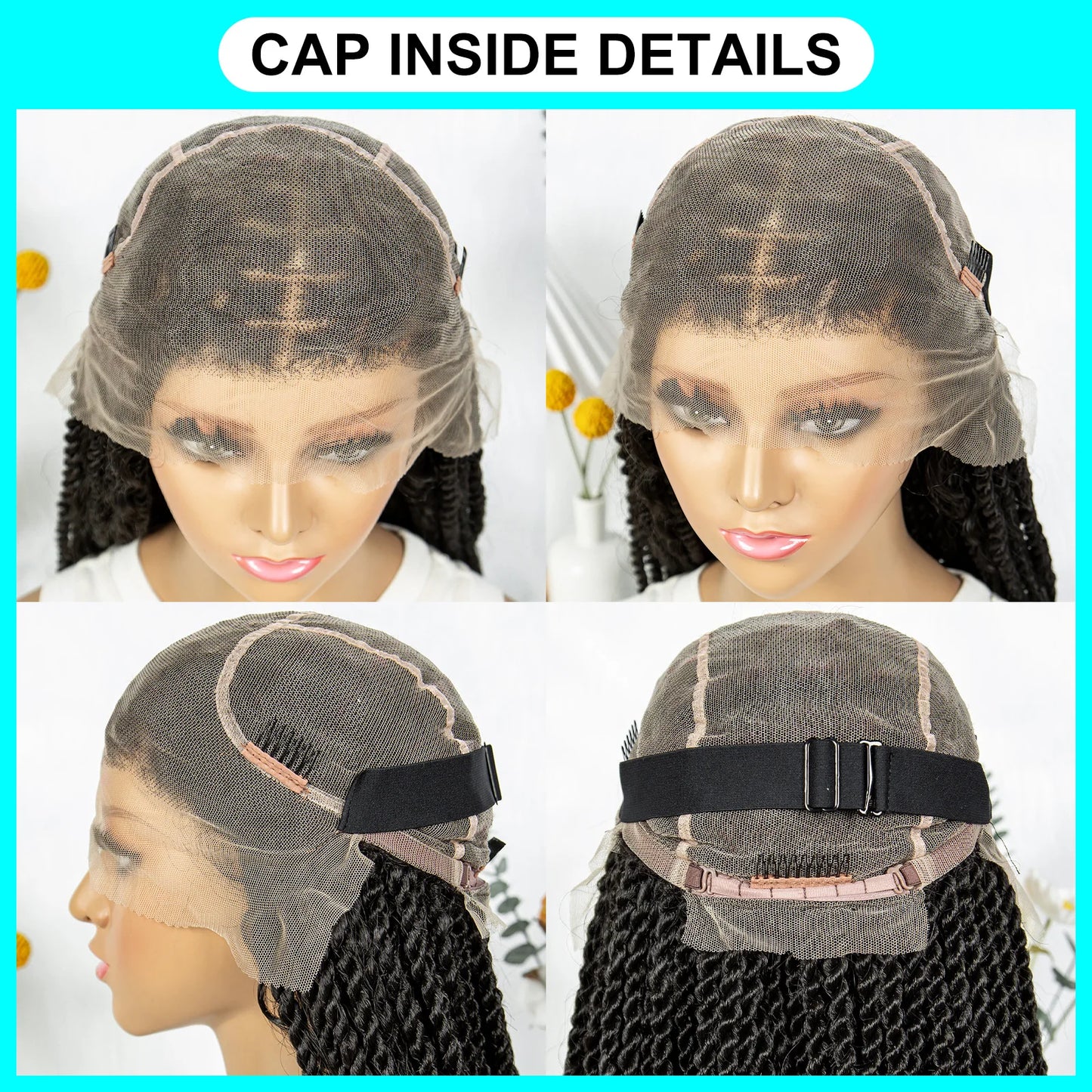 Braided Wigs Knotless Synthetic Box Braided Wigs Full Lace Curly Dreadlocks Wigs Long Length Hair Wig for Black Women