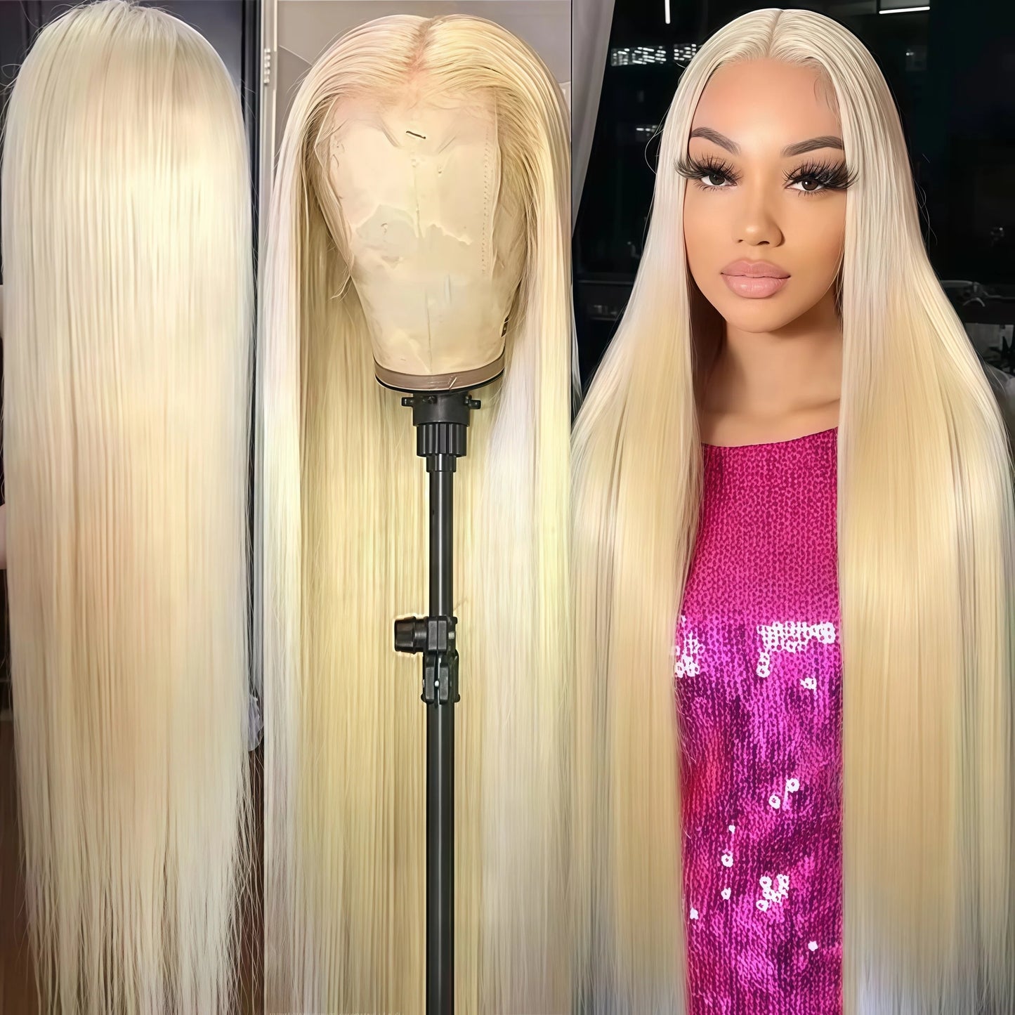 HD Transparent 613 Blonde Lace Front Wig | Bone Straight Brazilian Remy Hair | 200% Density