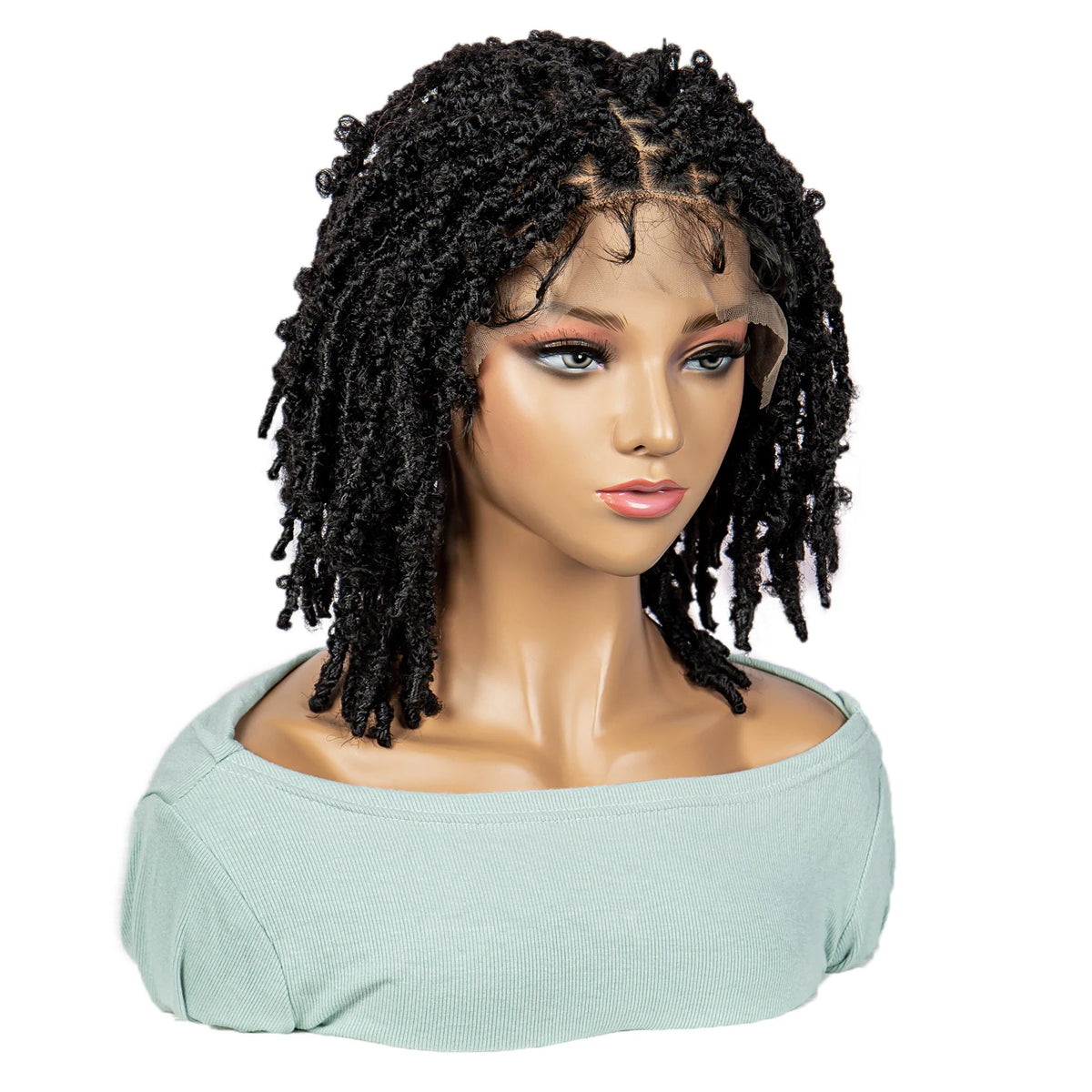 KIMA Pelucas trenzadas sintéticas de 14 pulgadas Peluca frontal de encaje Pelucas trenzadas 9x6 Trenzas de caja sin nudos con pelo de bebé para mujeres negras