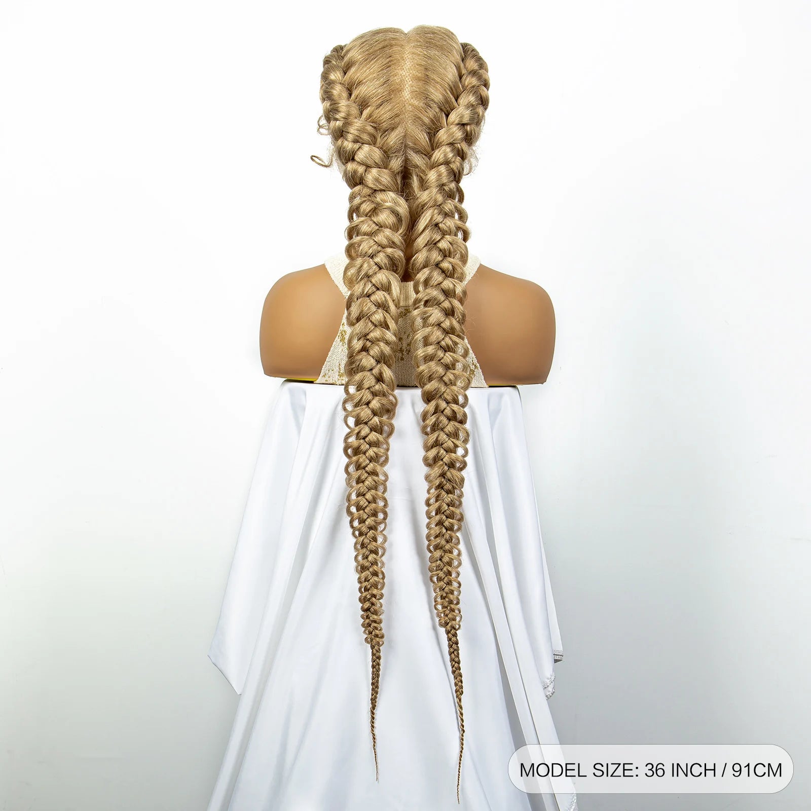 1B/30 Dark Brown Dutch Box Braids Wig | Synthetic Lace Frontal | Fishtail Braids | With Baby Hair | For Black Women