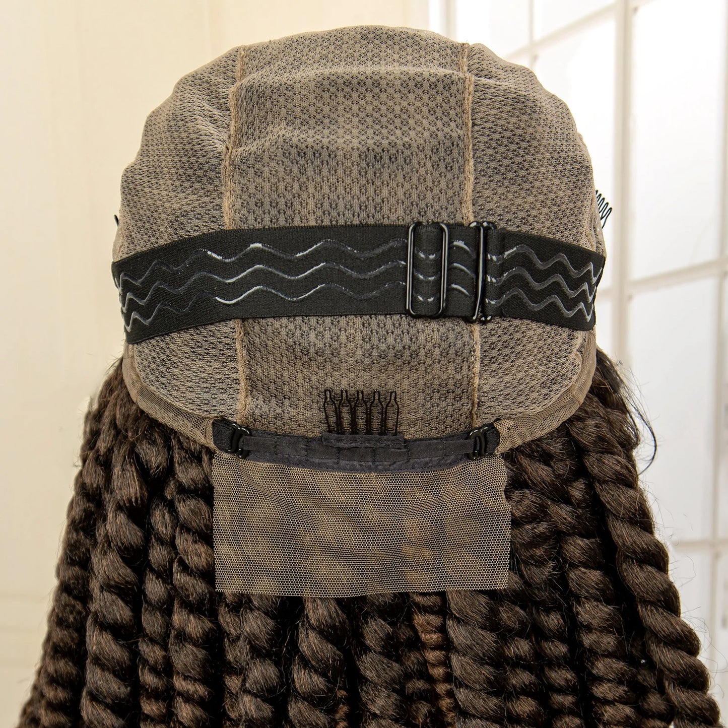 16 Inch Brown Twisted Braided Bob Wig | Full Lace | Kanekalon Fiber | For Black Women - Luxegan