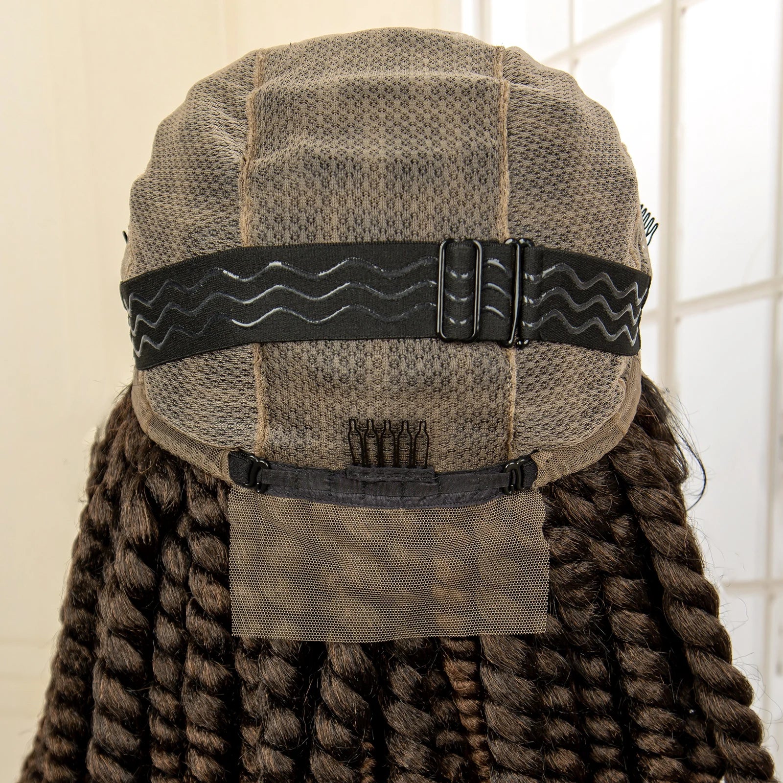 16 Inch Brown Twisted Braided Bob Wig | Full Lace | Kanekalon Fiber | For Black Women - Luxegan