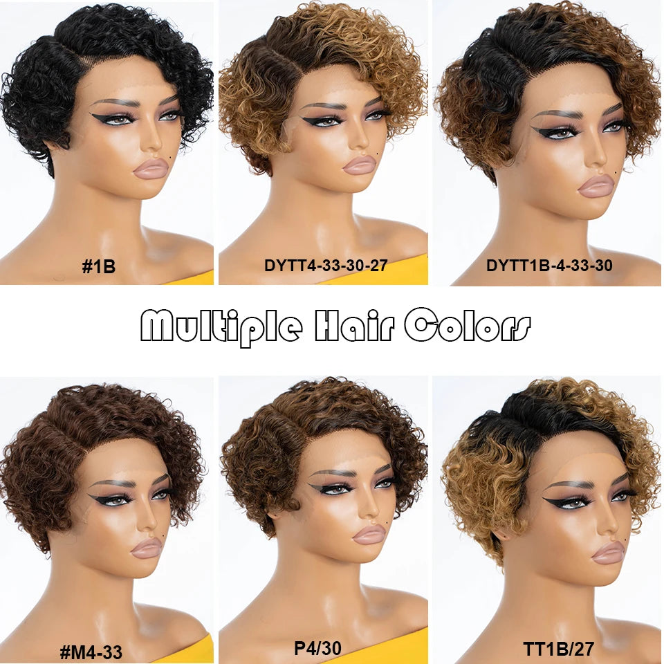 Natural Black Pixie Cut Wig | Short Curly Bob 13x1 Lace Front Human Hair (Pre-Plucked) Luxegan