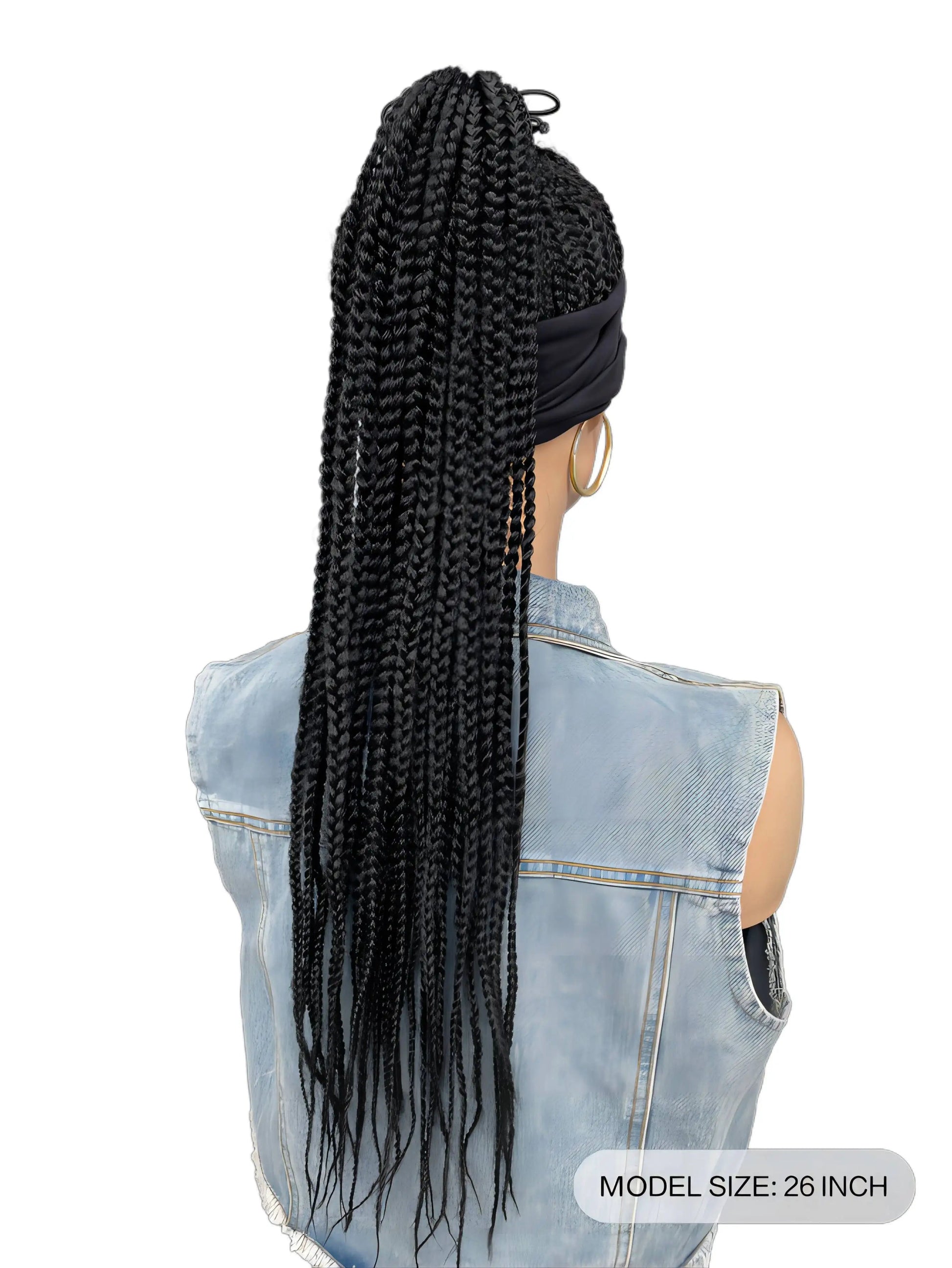 26" Twist Cornrow Headband Wig | Crochet Braids | Long Straight Synthetic Luxegan