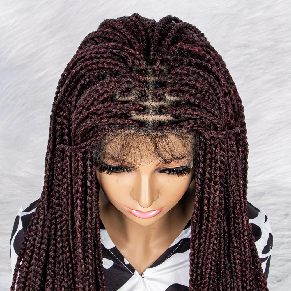 Goddess Box Braids Lace Front Wig | Transparent Full Lace Synthetic Braided Wig Luxegan