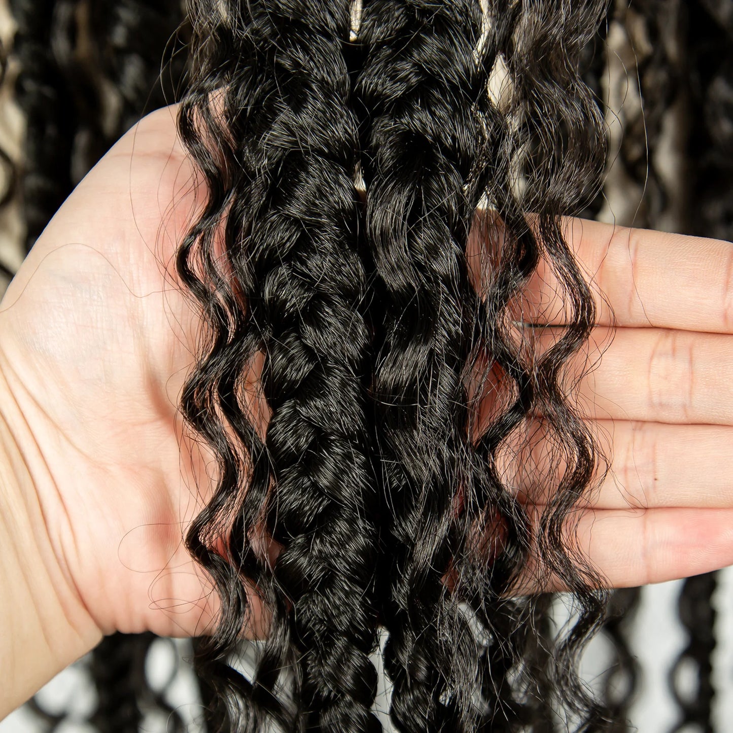 34" Cornrow & Twist Braids Wig with Curly Ends | Full Lace Frontal Luxegan