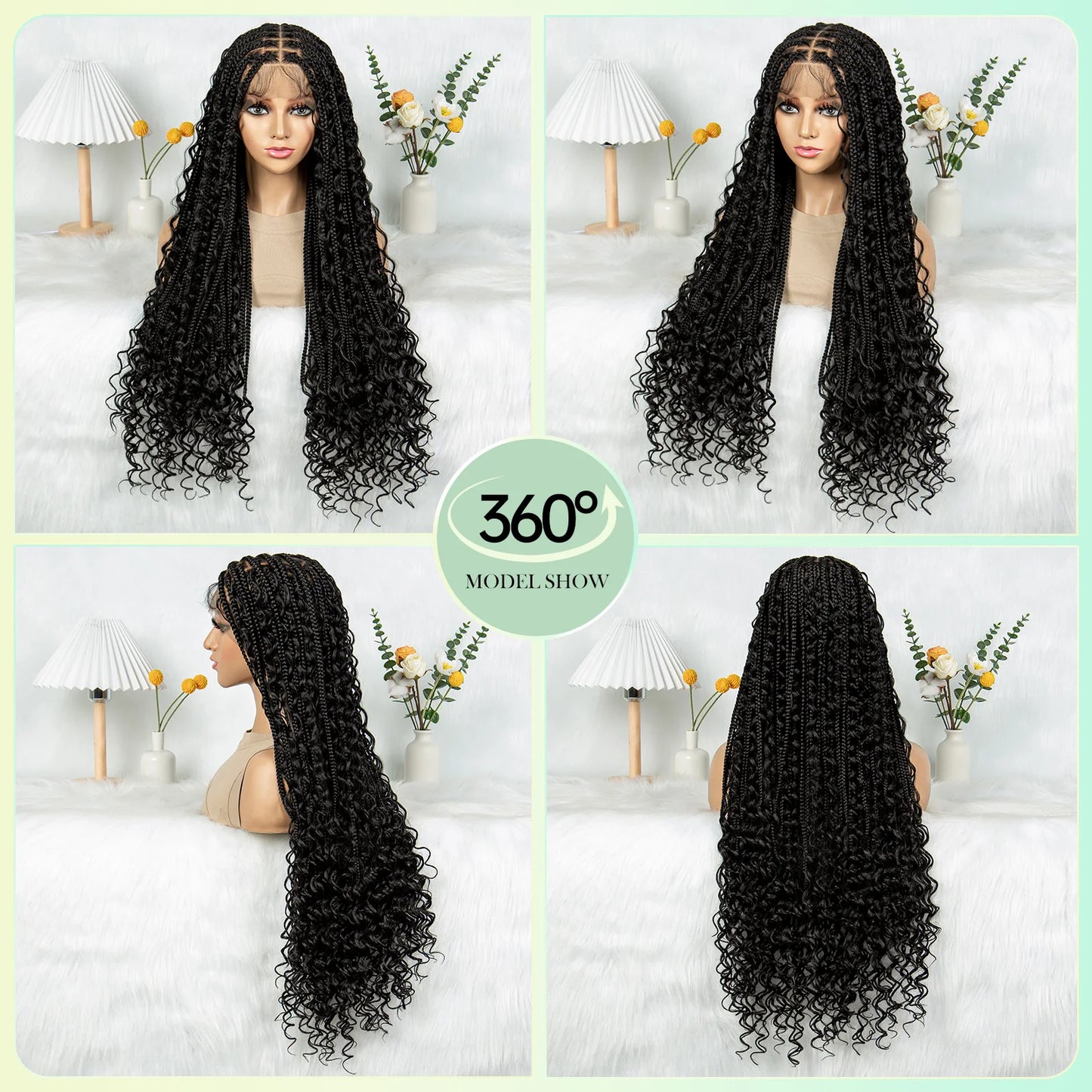 HD Transparent Boho Box Braids Wig | Full Lace | Knotless | Black Women & Girls Luxegan