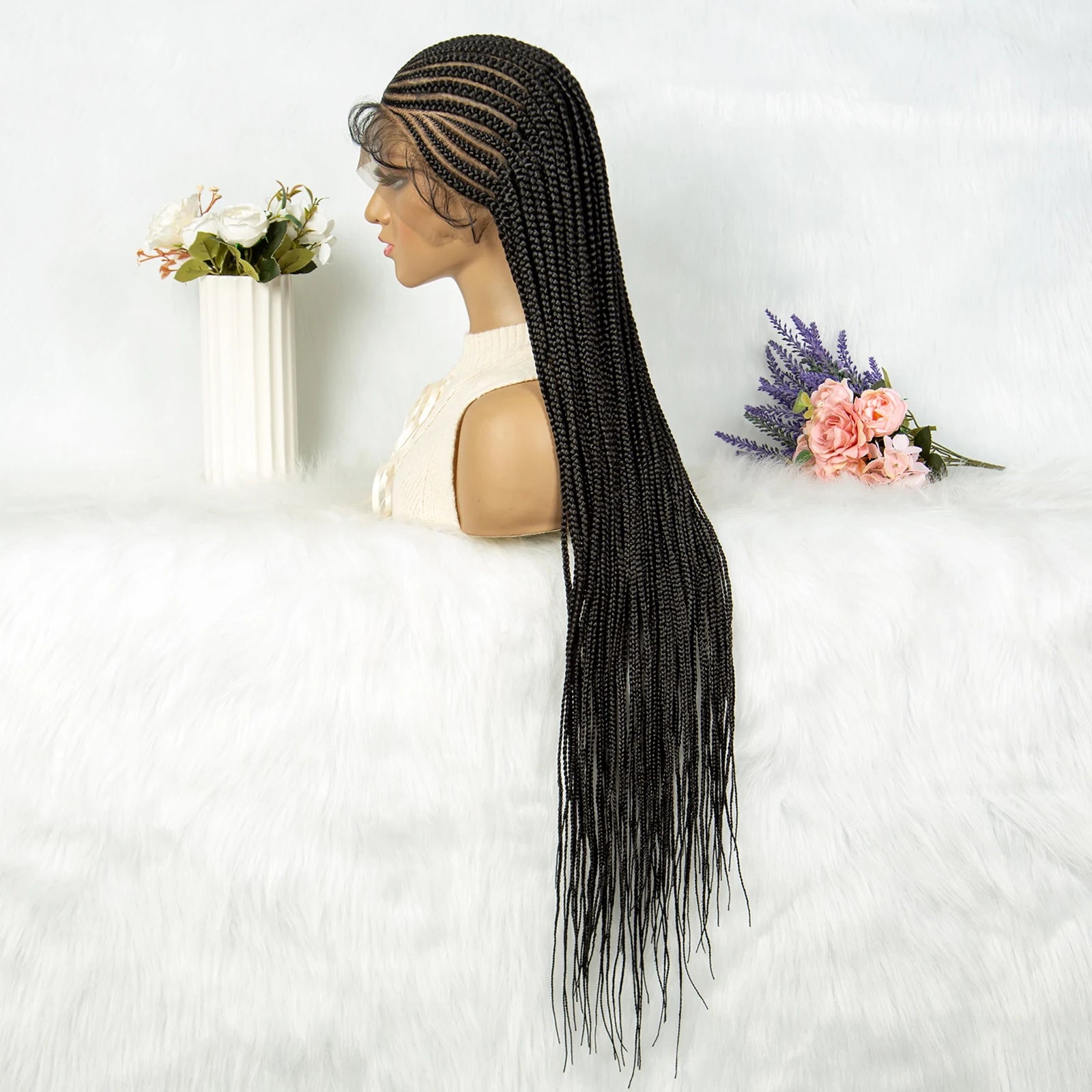 Full Lace Cornrow Box Braids Wig | Versatile Braided Styles with Baby Hair Luxegan
