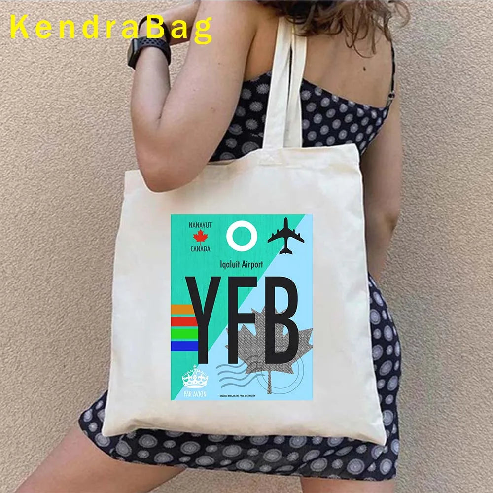 Canadian City Landscape Cotton Canvas Tote Bag | Happy Canada Day Tourist Gift | Reusable Eco-Friendly Shoulder Handbag (Women) Luxegan