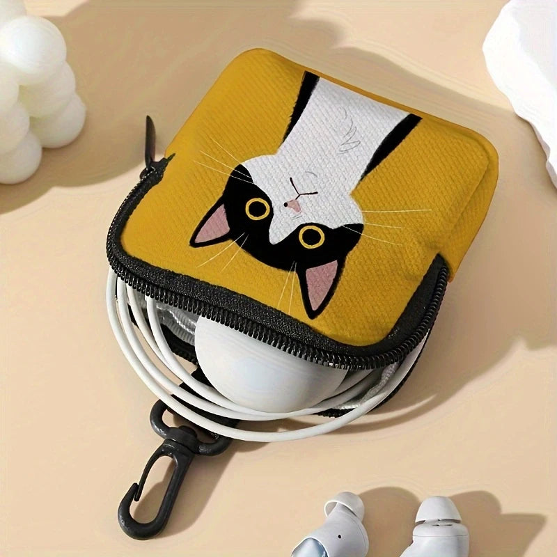 Cute Cat Print Coin Purse | Digital Printing Storage Bag Luxegan