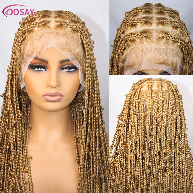 36" Butterfly Braids Wig | 613 Blonde & Burgundy Accents | Full Lace | Goddess Locs & Box Braids Luxegan