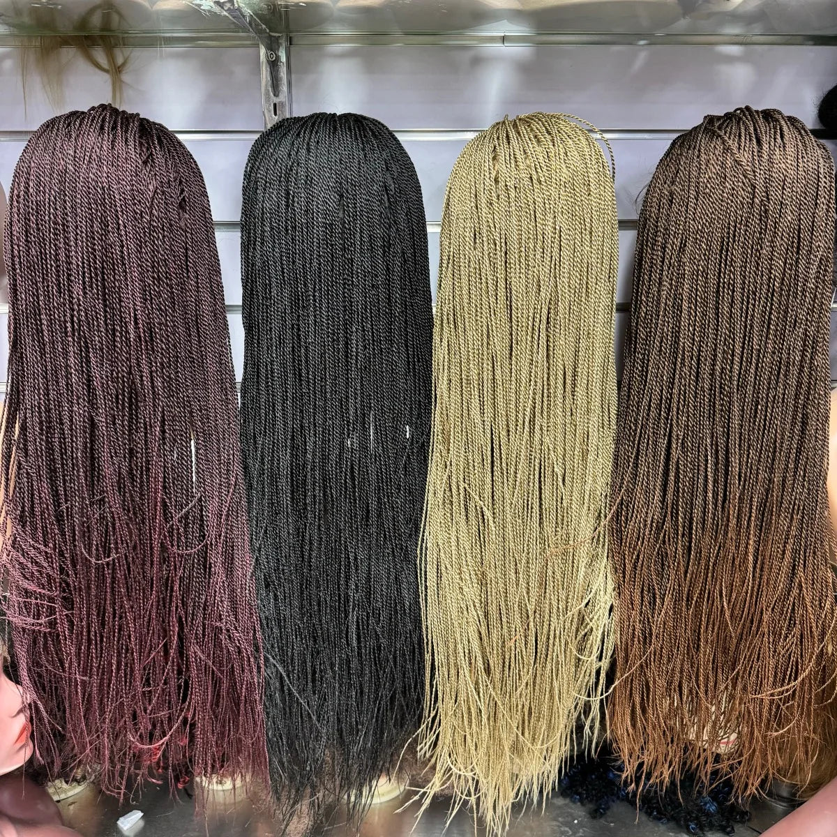Knotless Box Braids Synthetic Lace Front Wig 28" | Straight | Heat Resistant | Kanekalon Hair | For Black Women