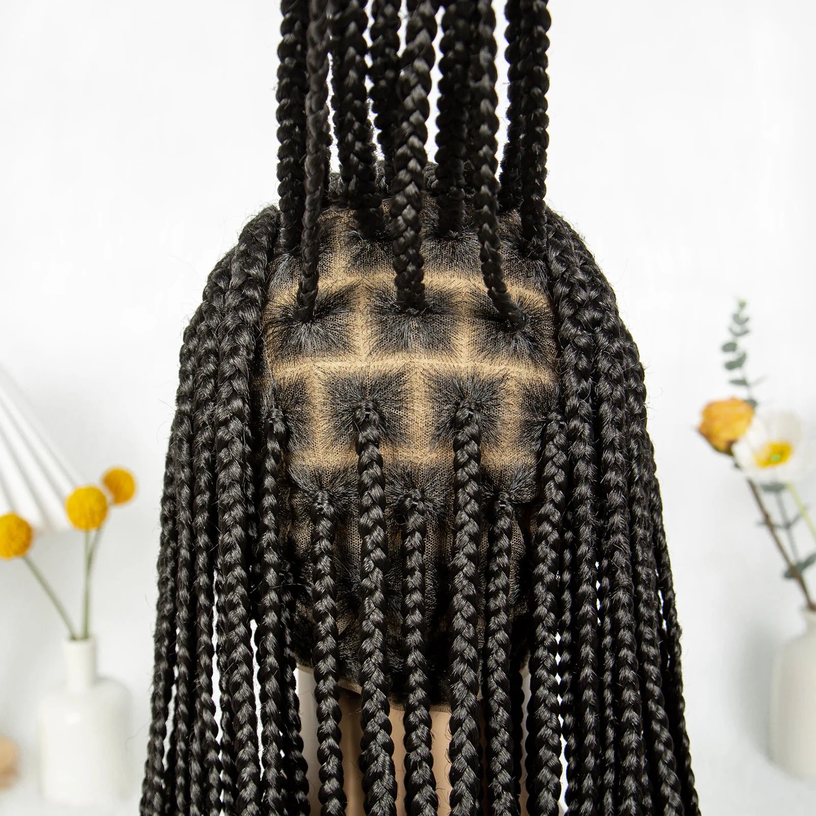 HD Transparent Full Lace Cornrow & Box Braids Wig Luxegan