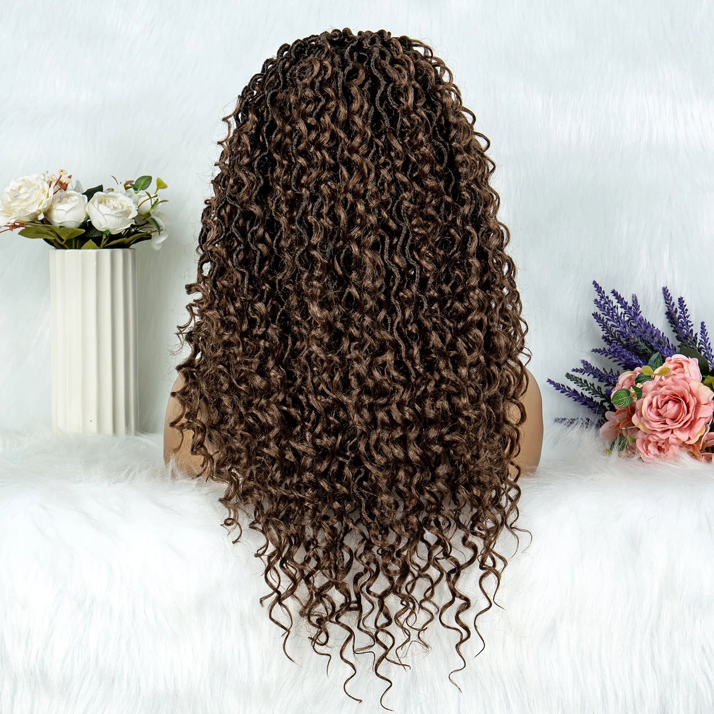 Lightweight Curly End Box Braids Wig | Lace Front Cornrows & Baby Hair Luxegan