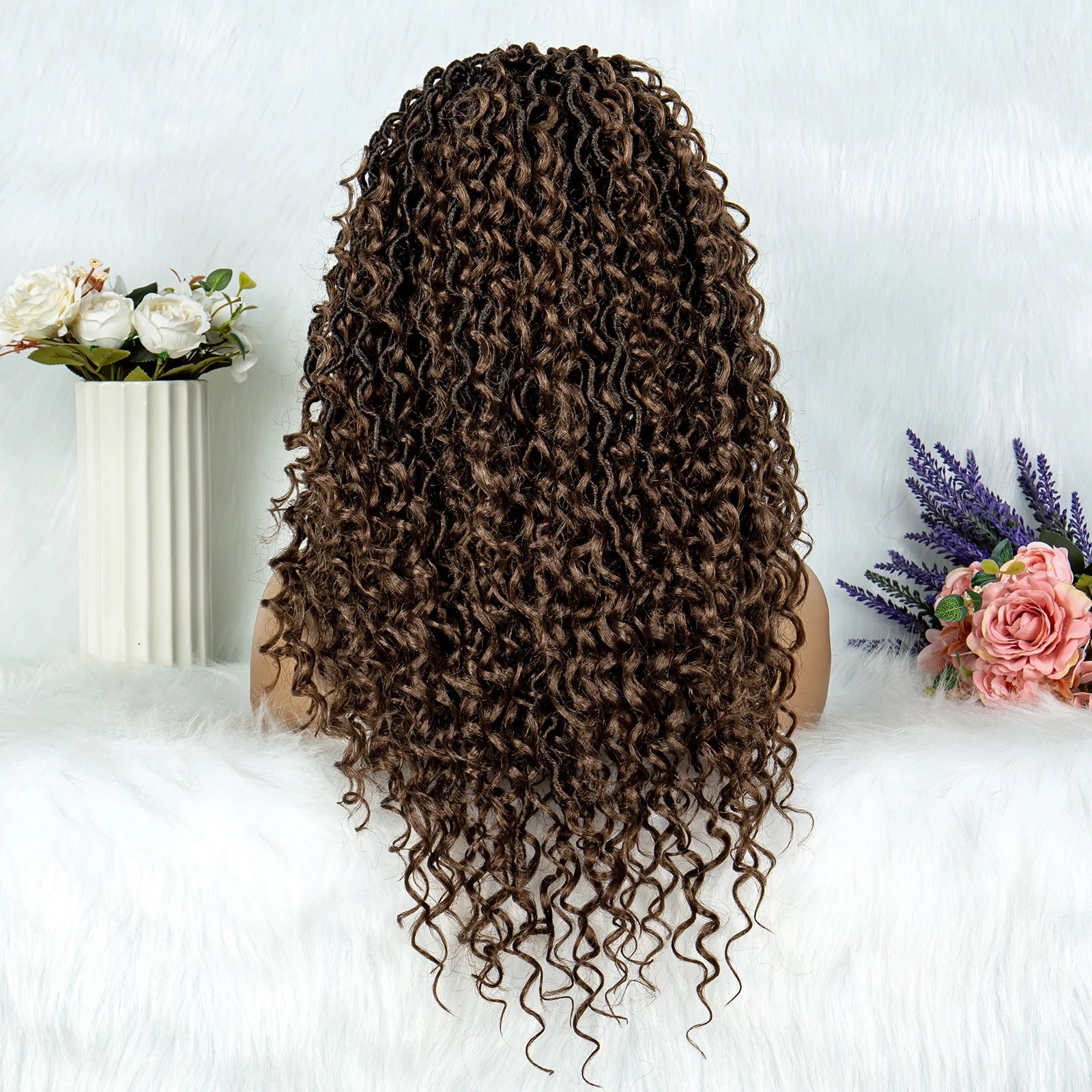 Lightweight Curly End Box Braids Wig | Lace Front Cornrows & Baby Hair Luxegan