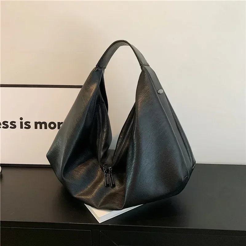 Big Black Shoulder Bag | Large Hobo Shopper Bag & Soft Leather Crossbody Handbag