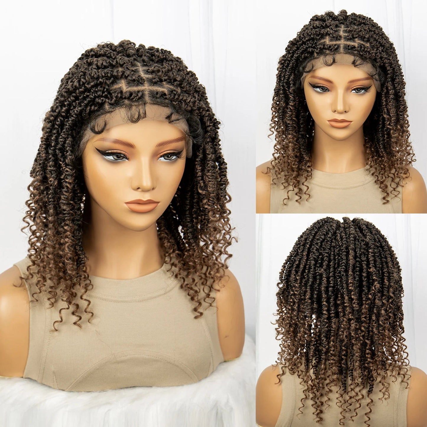 1B/27 Short Passion Twist Lace Front Wig | Knotless Braids | Baby Hair | Synthetic Twist Spring Wig Luxegan