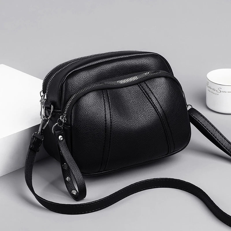 Soft PU Leather Mobile Phone Bag | Simple Rivet Crossbody Satchel Luxegan