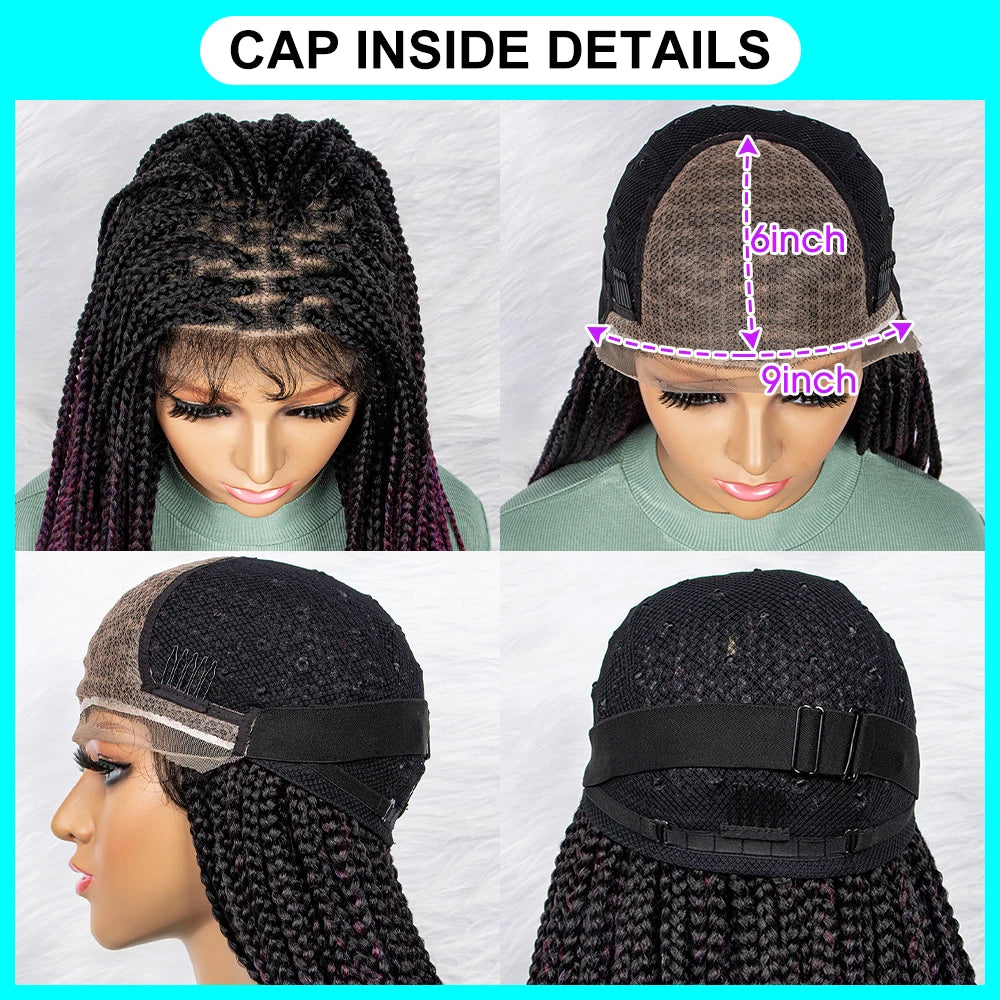 Gradient Water Wave Knotless Box Braids Wig | 9x6 Lace Front | Baby Hair Luxegan