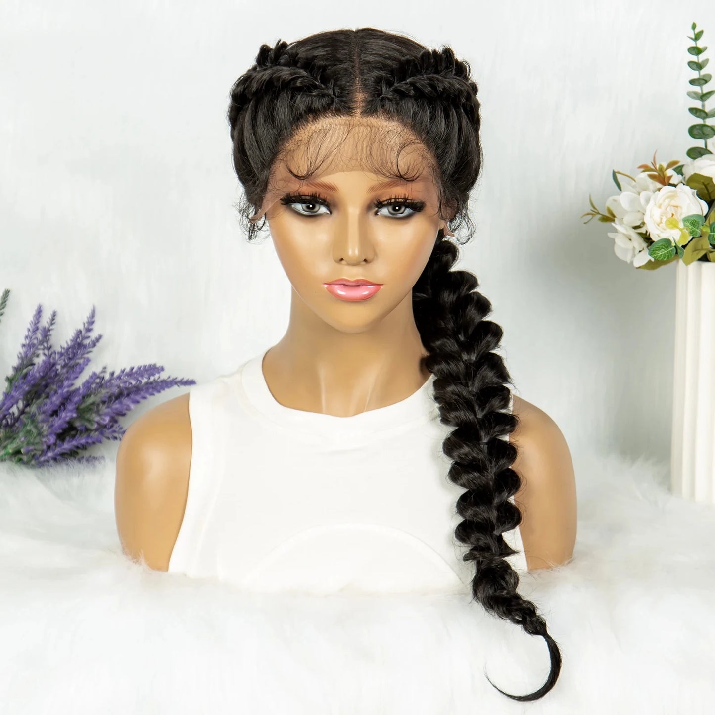 KIMA Dutch Braids Wig | 13x4 Lace Front | Kinky Curly Edges | Baby Hair Luxegan