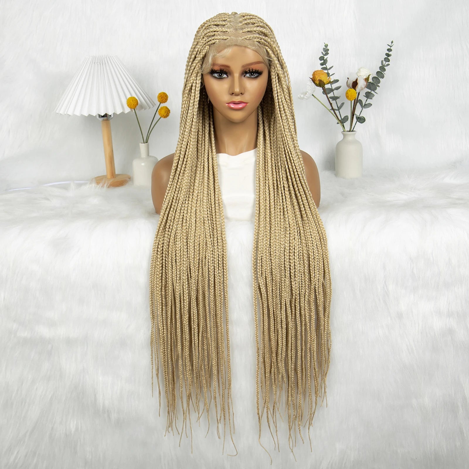 HD Knotless Box Braided Full Lace Wig | Ginger 350# & 613# Blonde | Synthetic Crochet Braids | Black Women Luxegan