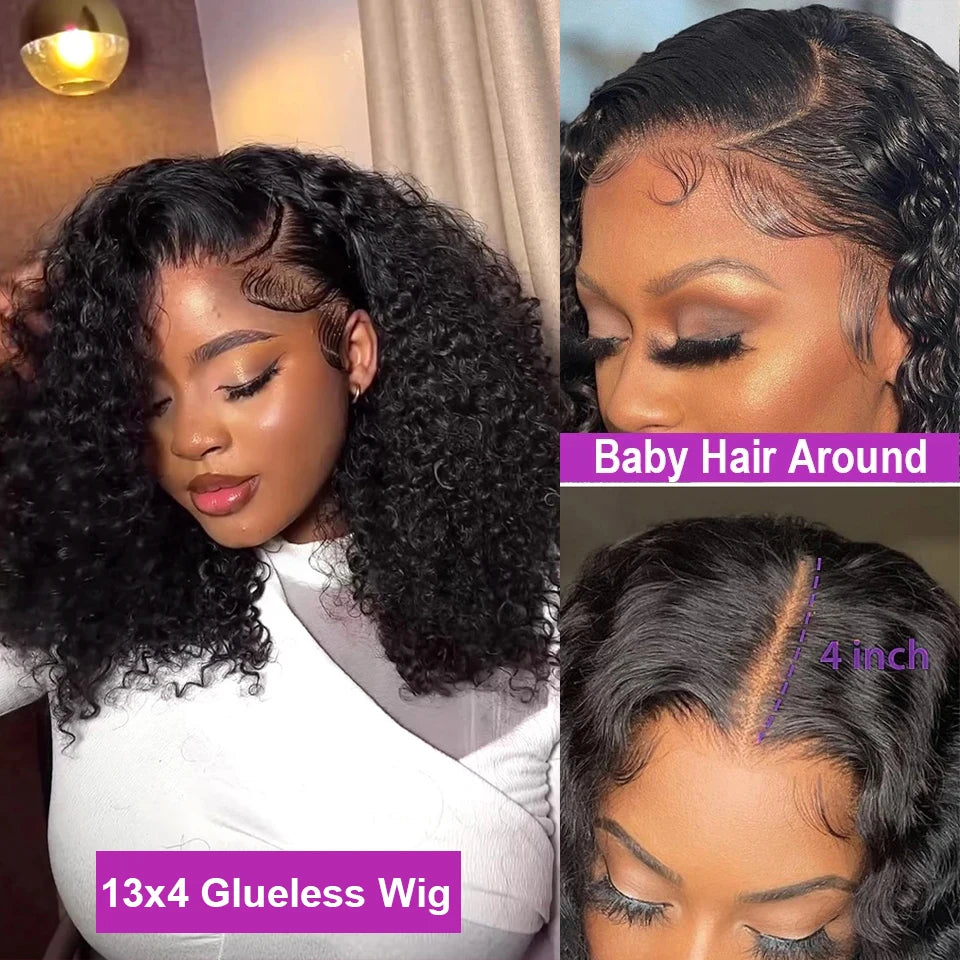 Brazilian Short Bob Deep Wave 13x4 HD Transparent Lace Frontal Wig | Glueless Remy Human Hair | 7x5 Lace Wig for Women Luxegan