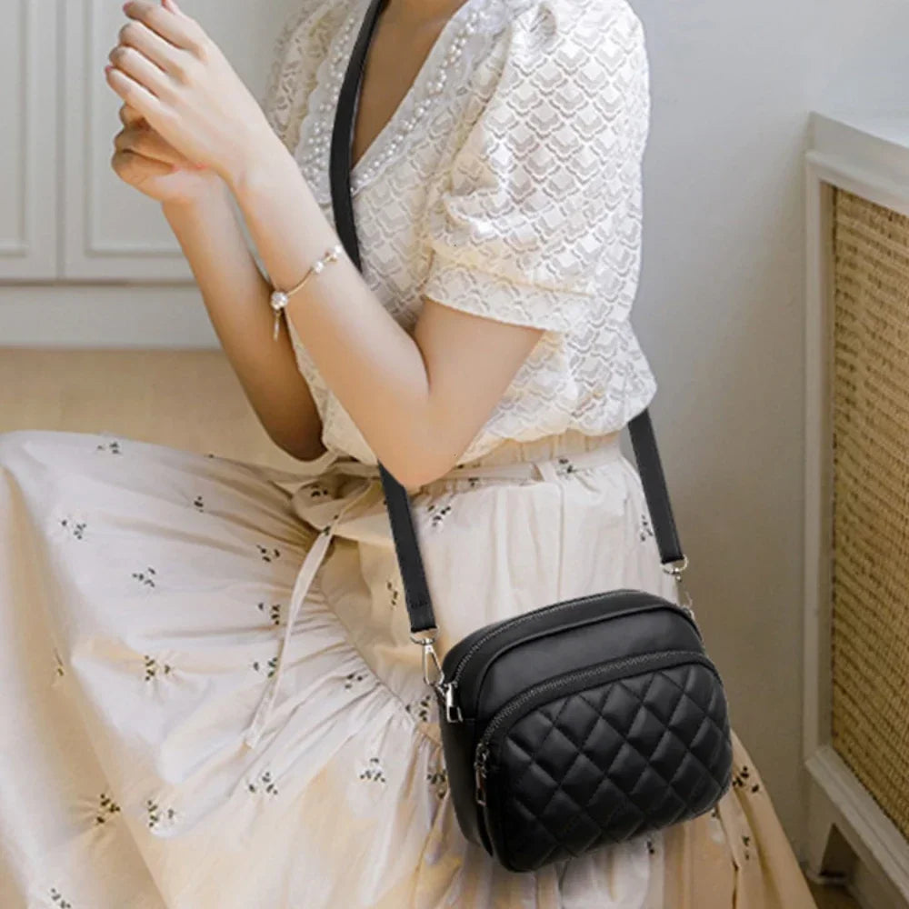 Diamond Lattice Women's Shoulder Bag | Leather Crossbody Handbag & Purse Luxegan