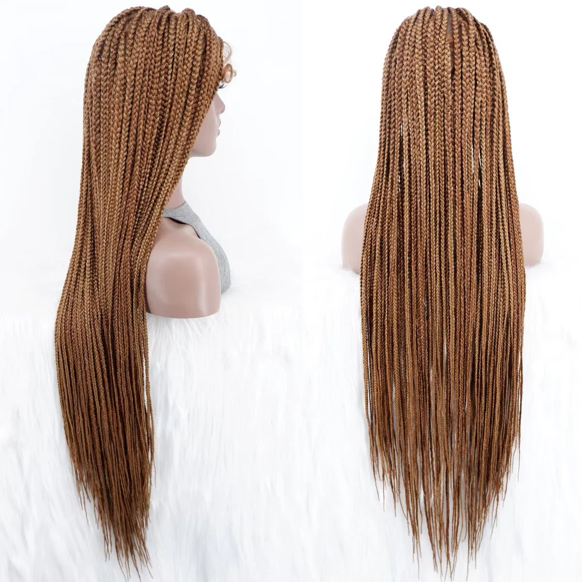 Honey Blonde #27 Box Braids Wig | Full Lace | Kanekalon Braids | Light Brown Lace | Black Women