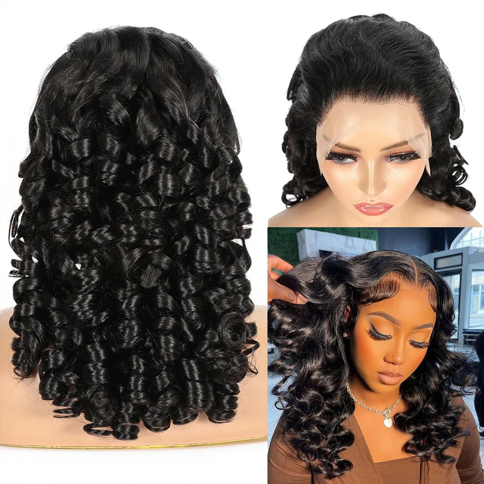 Effortless Beauty: Vietnamese Bouncy Curly Wave Lace Front Wig | Remy | Density Double Drawn | Loose | HD Lace | Glueless | Lace Frontal | Raw Human Hair Wigs