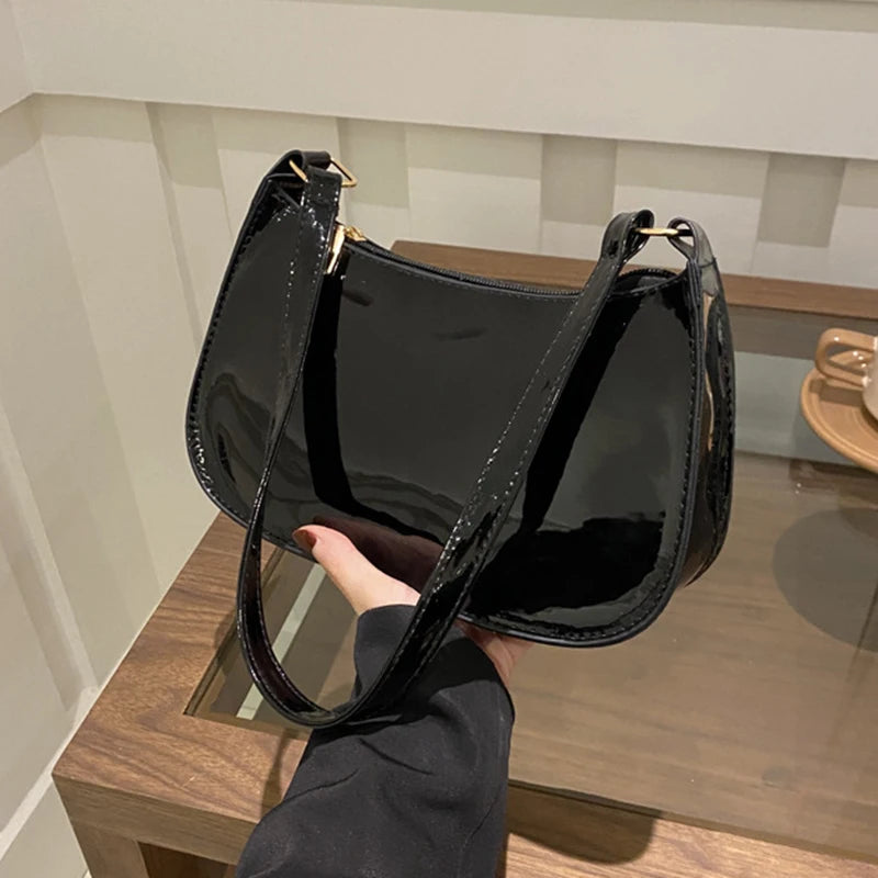 Women's Retro Solid Color PU Leather Shoulder Bag Handbag