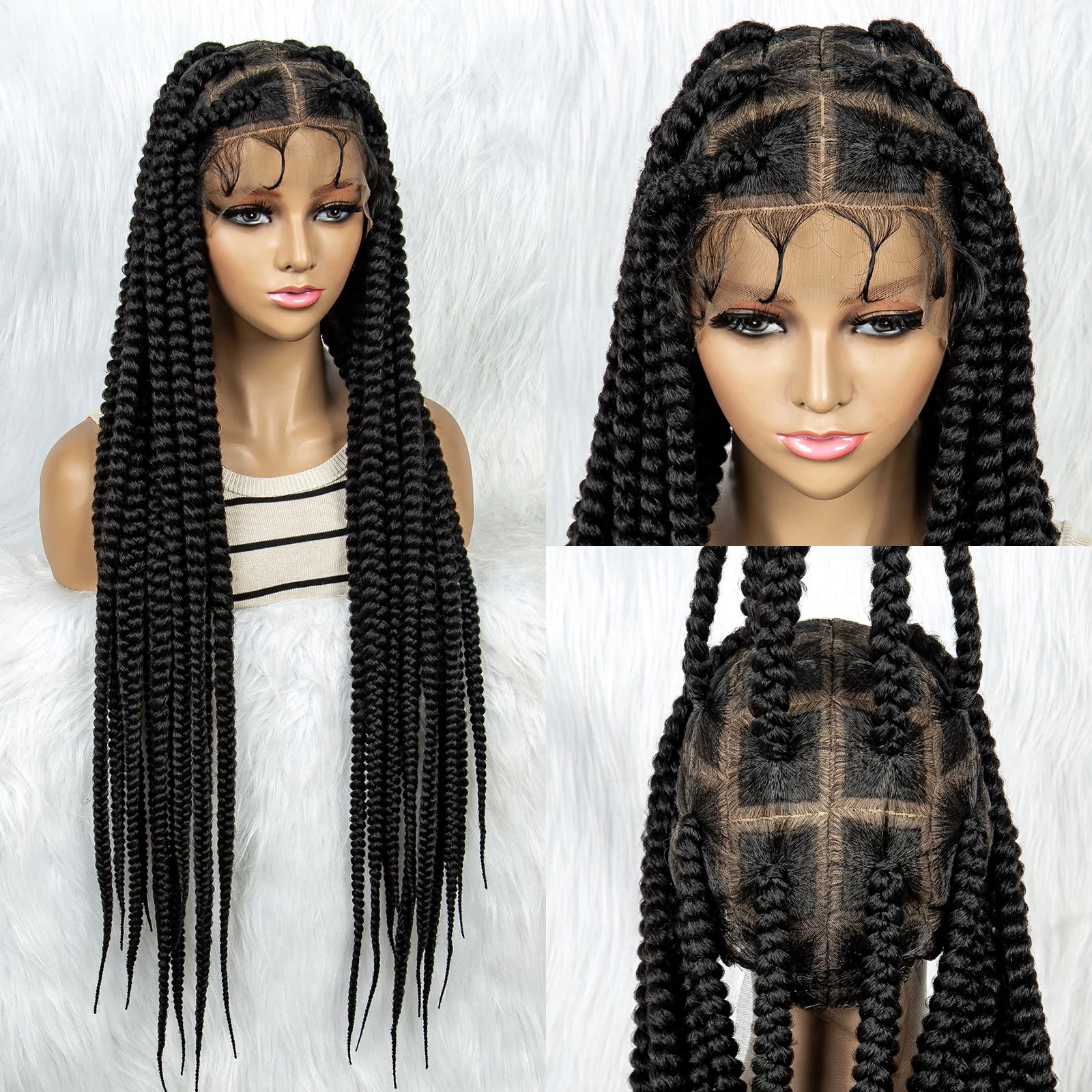 Beaded Dreadlocks Full Lace Wig | Knotless Box & Cornrow Braids Luxegan