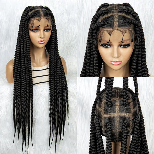 Beaded Dreadlocks Full Lace Wig | Knotless Box & Cornrow Braids Luxegan
