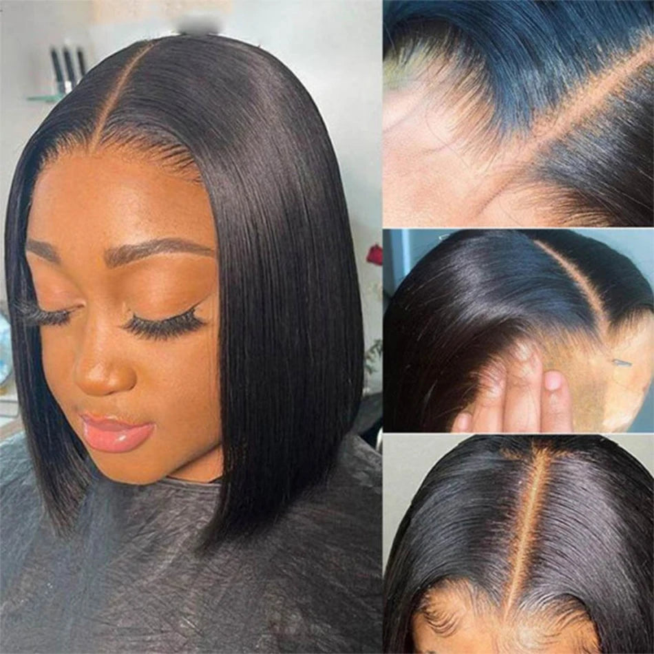 180% Density 13x4 Bone Straight Bob Wig | Brazilian Remy Hair | Transparent Lace Frontal Wig