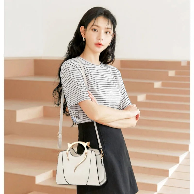 Fashion Leather Shoulder Bag & Chain Purse for Women | Small Crossbody & Trendy Underarm Bag (Square Satchel Handbag) Luxegan