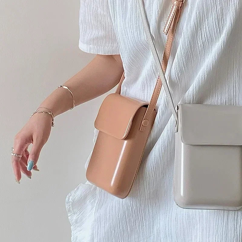 Mini PU Leather Crossbody Bag | Simple Flap Shoulder Purse Luxegan