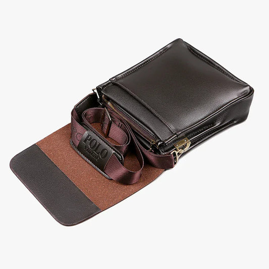 Casual Business Polo Shoulder Bag | Premium Paul Vertical TPU Leather Messenger | Men’s Official Document Crossbody Bag | Sophisticated High-Street Trend Satchel Luxegan