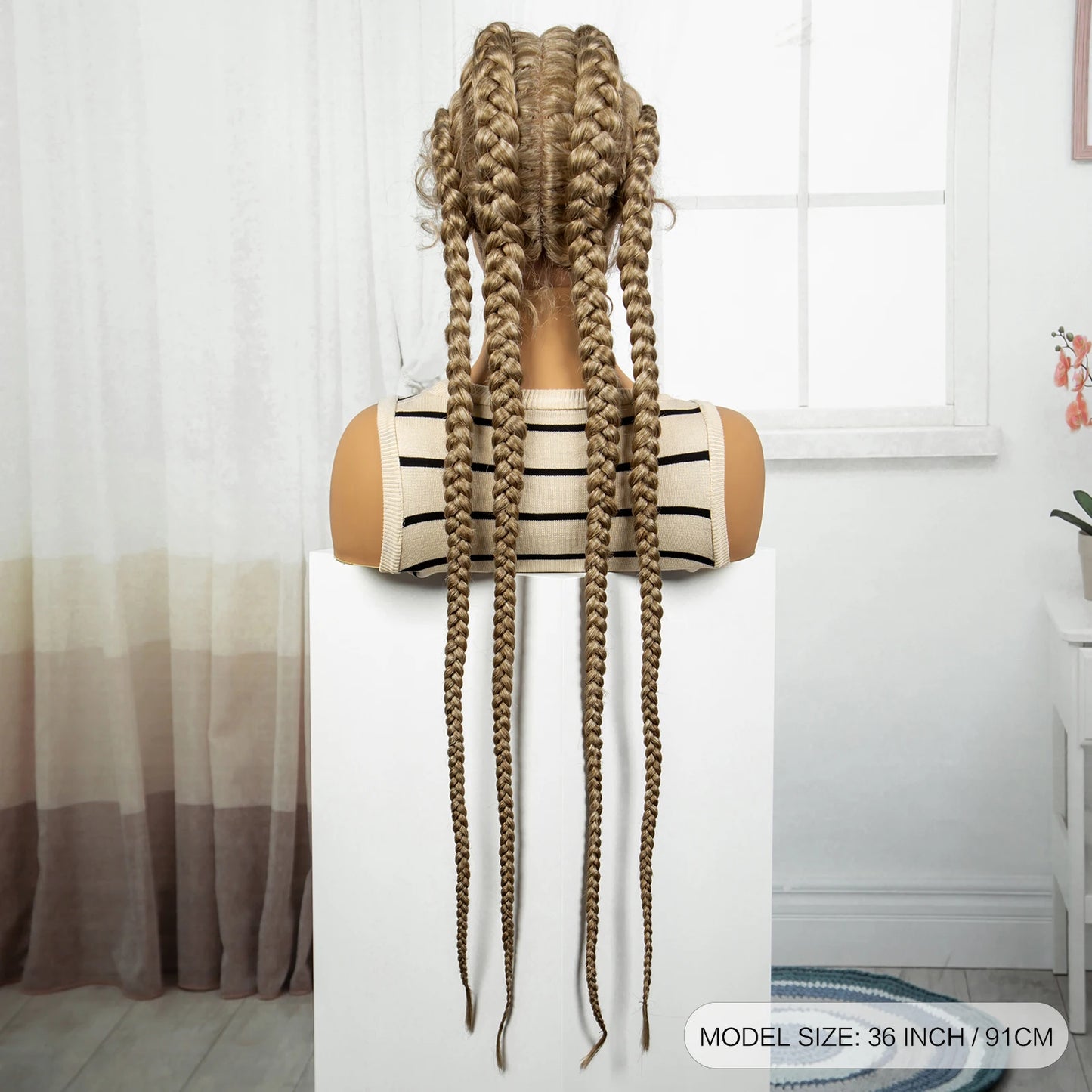 36" Natural Cornrow Braids Wig | Lace Front | Baby Hair | Long Braids Luxegan