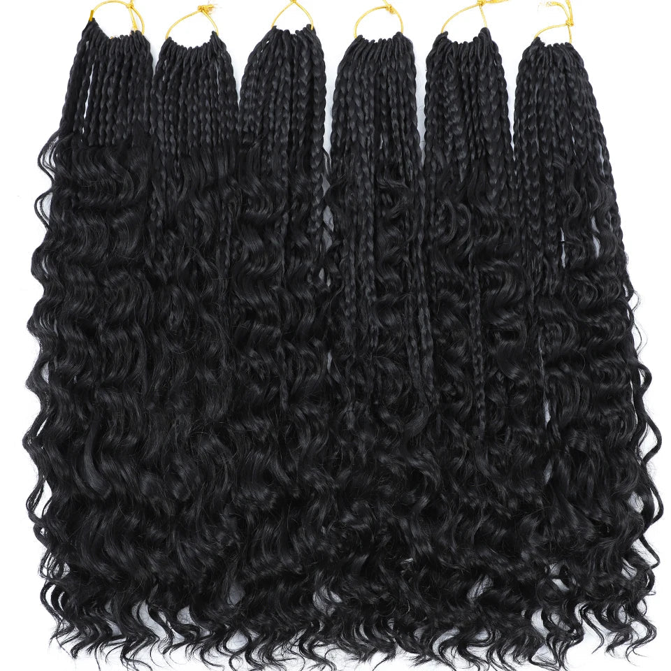 Ombre Goddess Box Braids Crochet Hair with Curly Ends | 14 Inch | 1-6 Packs Luxegan