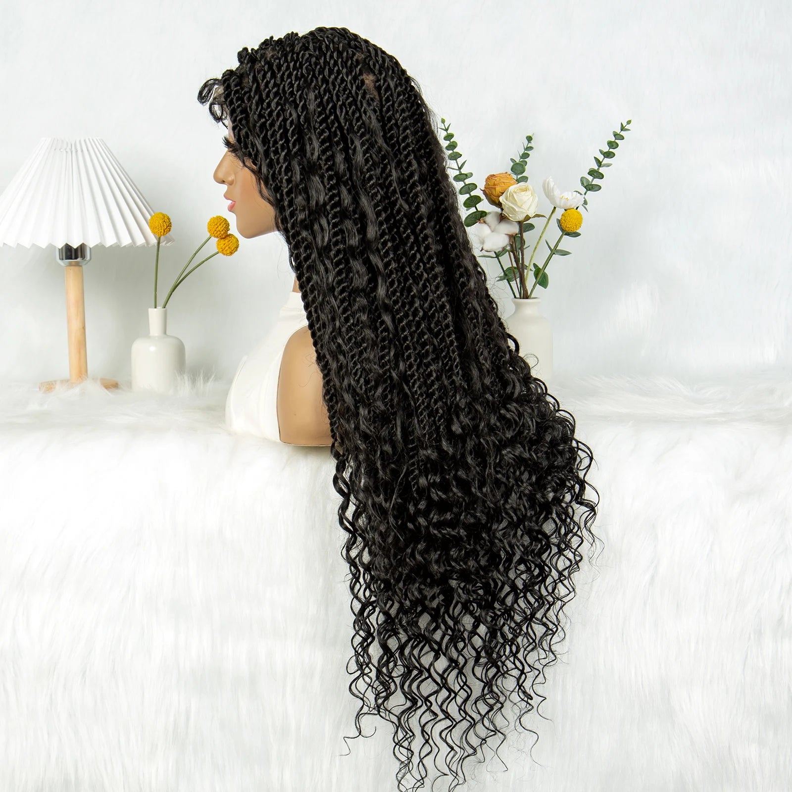 KIMA Twisted Boho Braided Wig | Full Lace Knotless Box Braids with Curly Accents Luxegan